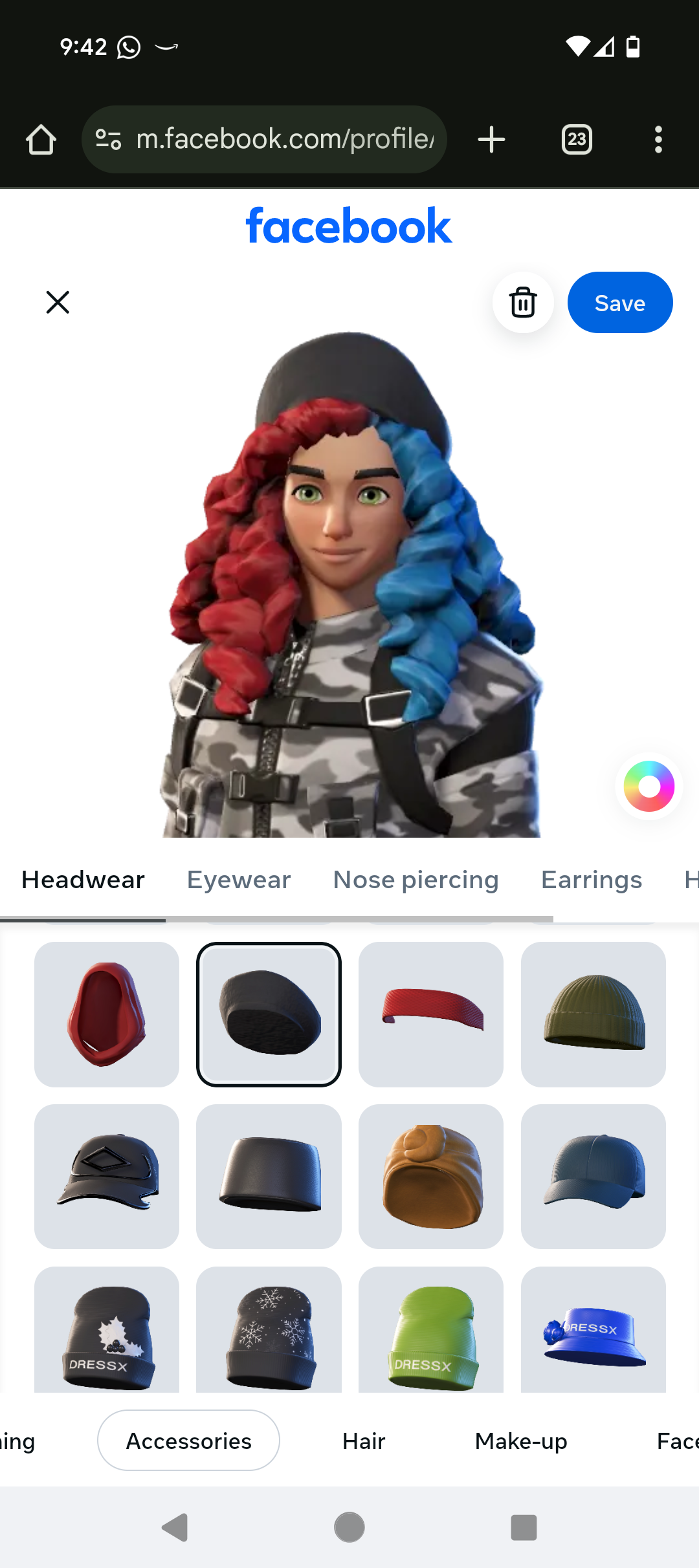 In-product hair and headwear editor