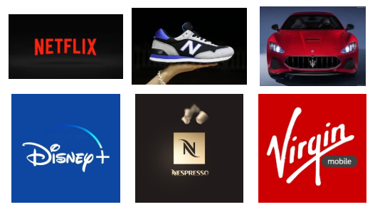 Client brands — Netflix, New Balance, Maserati, Disney+, Nespresso, Virgin Mobile